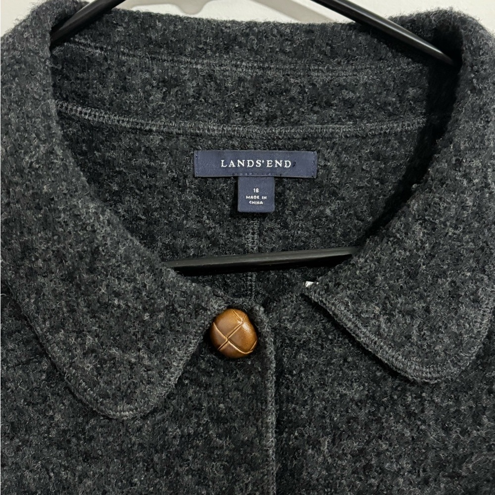 Gorgeous Wool Lands' End Charcoal Button-Up Coat - image 2